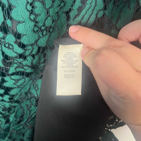 New Eliza J Dresses Bell Sleeve Floral Applique Lace Shift Dress Emerald size 4p - Picture 8 of 11